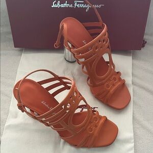 Salvatore Ferragamo Vibrant Orange Strappy Sandals